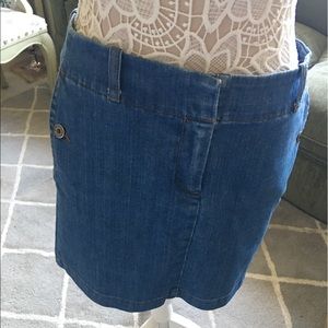 J Crew denim mini skirt 15”long, 33” waist new